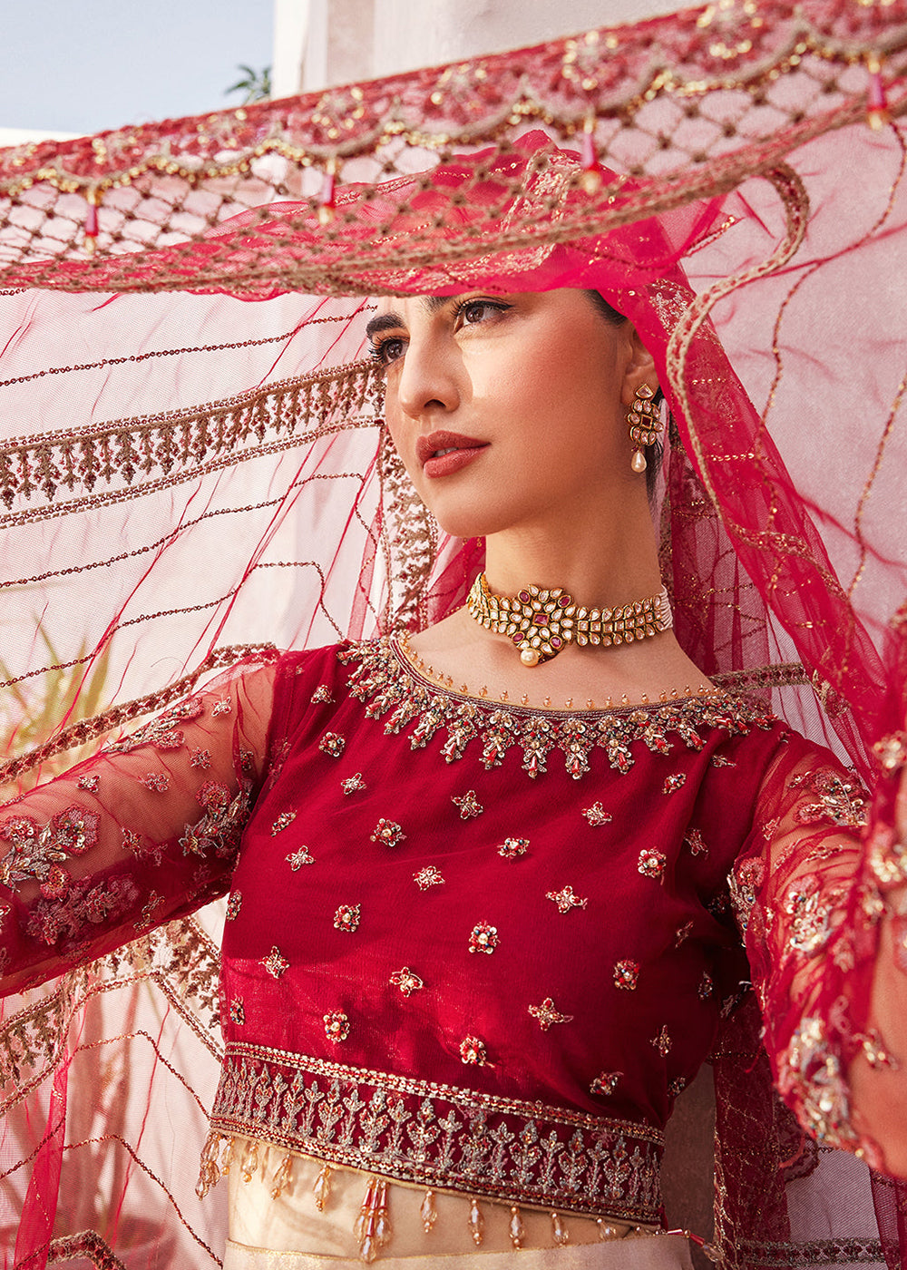 Buy Now Red Lehenga Choli | Emaan Adeel | Mirha Wedding Edition '23 | MH-203 Online in USA, UK, Canada & Worldwide at Empress Clothing.