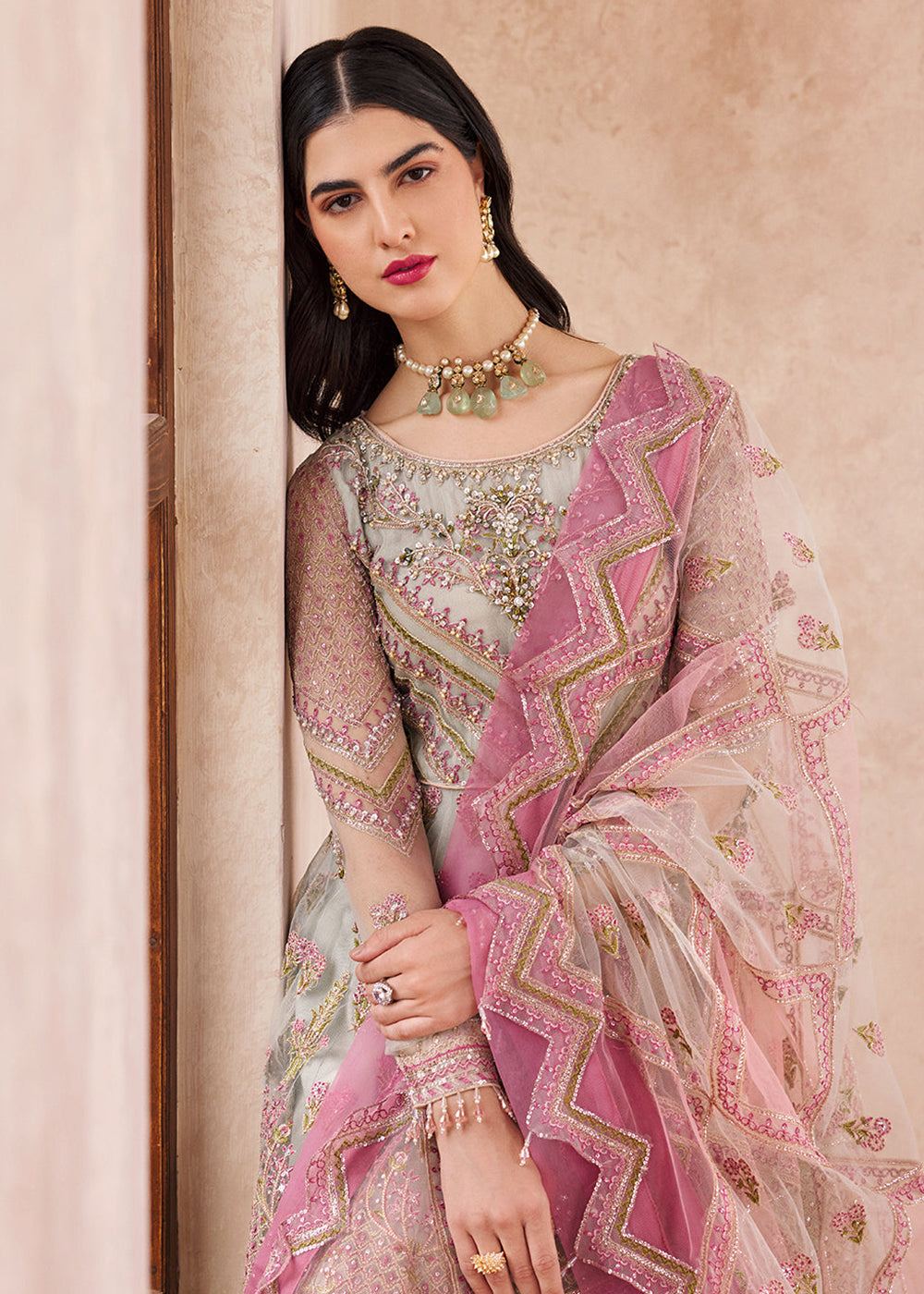 Buy Now Pink & Green Maxi Dress | Emaan Adeel | Mirha Wedding Edition '23 | MH-204 Online in USA, UK, Canada & Worldwide at Empress Clothing.