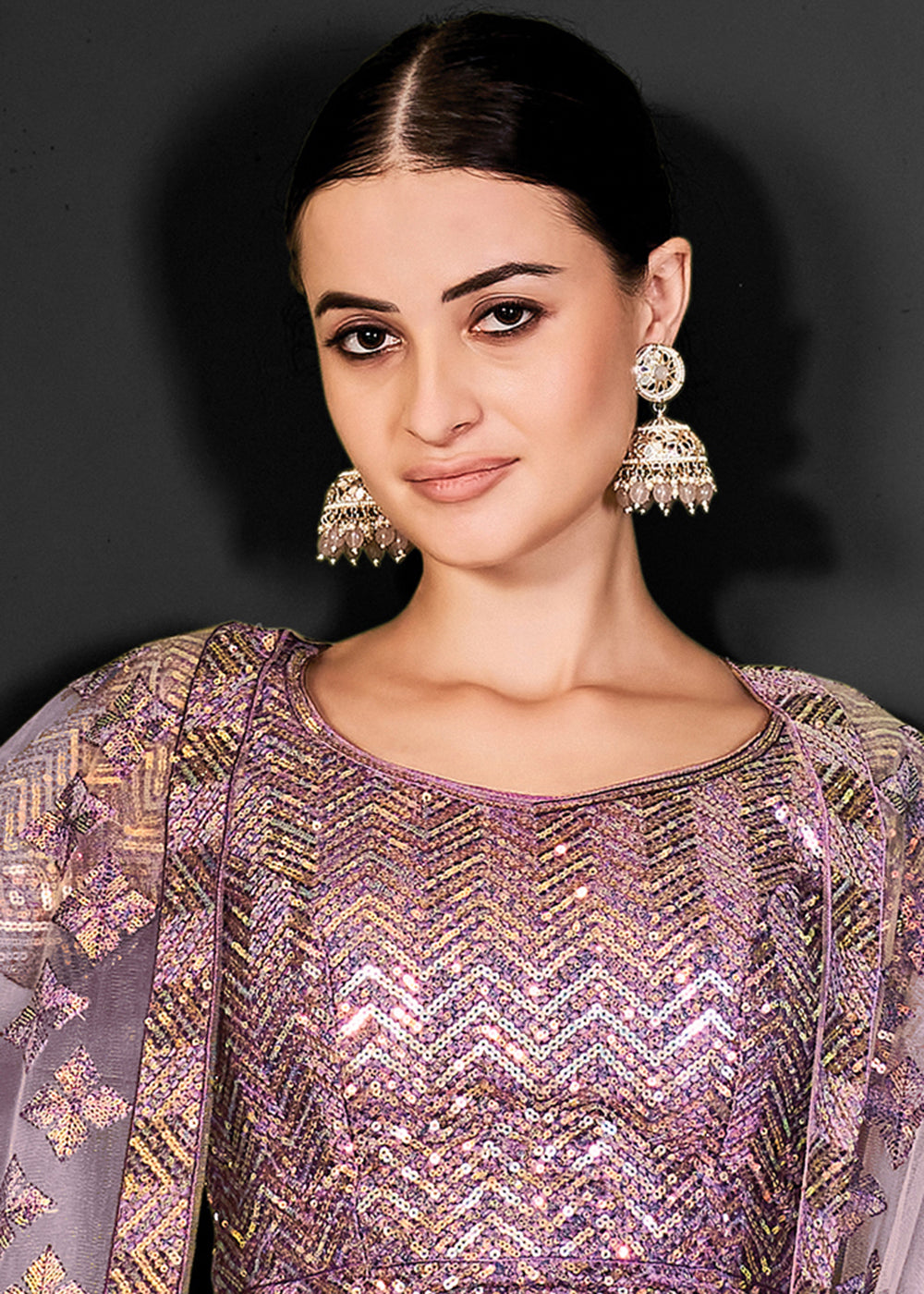 Buy Now Pretty Purple Net Embroidered Bridal Party Lehenga Choli Online in USA, UK, Canada, France, Italy, Germany, Australia & Worldwide at Empress Clothing.