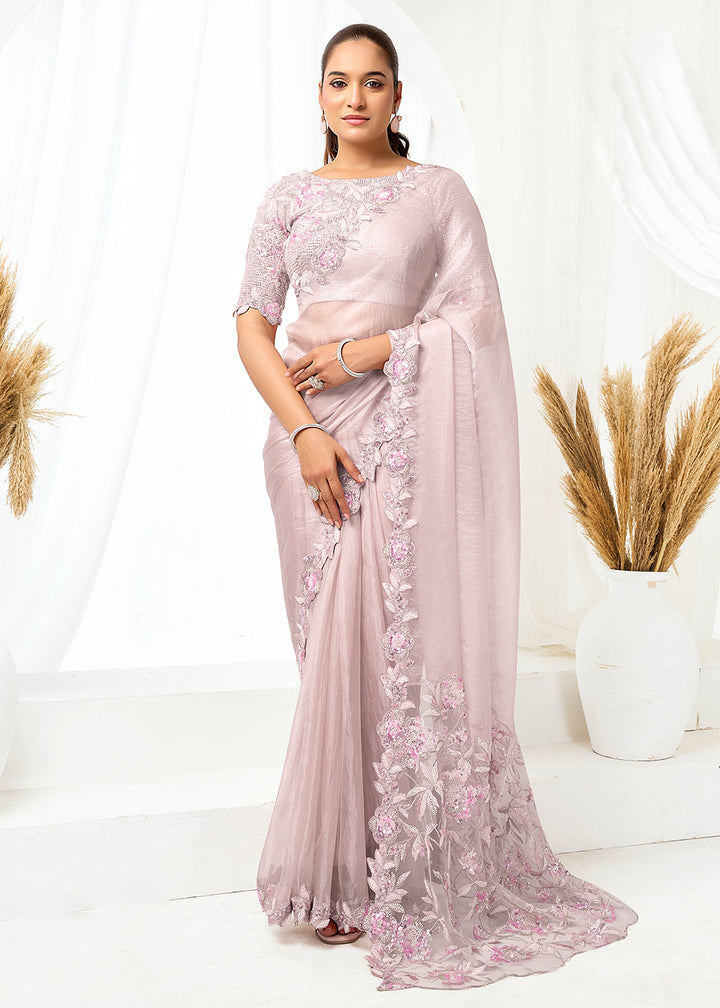 Buy Now Lavender Embroidered Wedding Party Wear Saree Online in US, UK, Canada, France, Germany, Denmark, Netherland, Sweden, UAE & Worldwide at Empress.