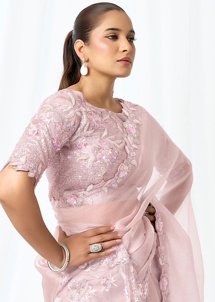 Buy Now Lavender Embroidered Wedding Party Wear Saree Online in US, UK, Canada, France, Germany, Denmark, Netherland, Sweden, UAE & Worldwide at Empress.
