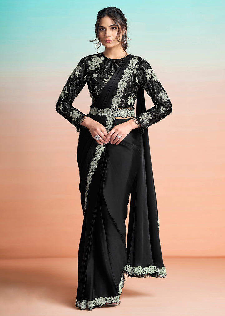Buy Black Wedding Party Ready to Wear Saree Online in US, UK, Canada, Spain, France, Germany, Italy, Austria, Ireland, Sweden, UAE & Worldwide at Empress.
