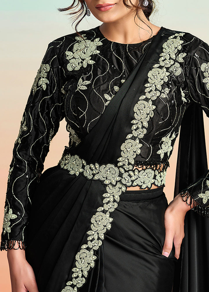 Buy Black Wedding Party Ready to Wear Saree Online in US, UK, Canada, Spain, France, Germany, Italy, Austria, Ireland, Sweden, UAE & Worldwide at Empress.