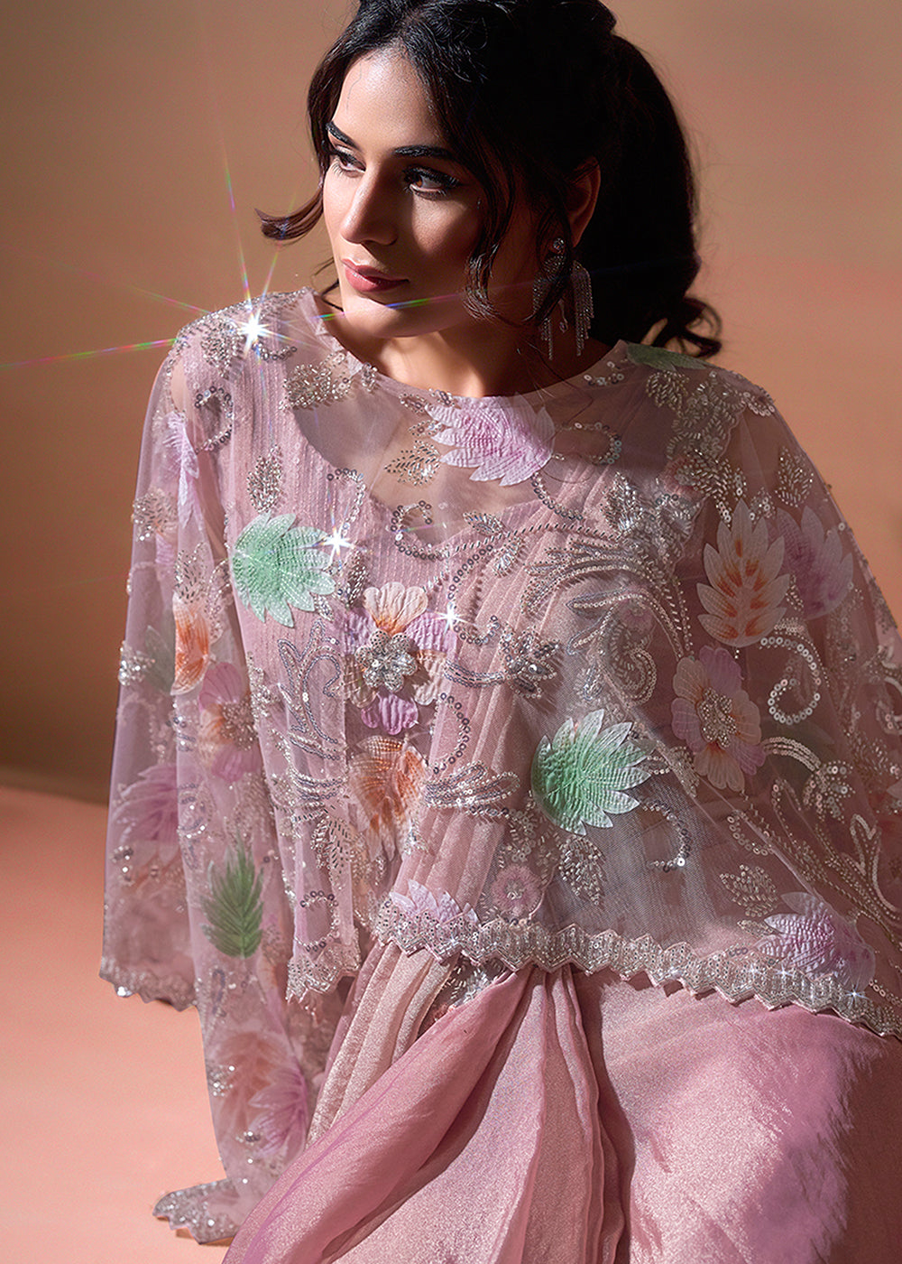 Buy Peach Wedding Party Ready to Wear Saree Online in US, UK, Canada, Spain, France, Germany, Italy, Austria, Ireland, Sweden, UAE & Worldwide at Empress.