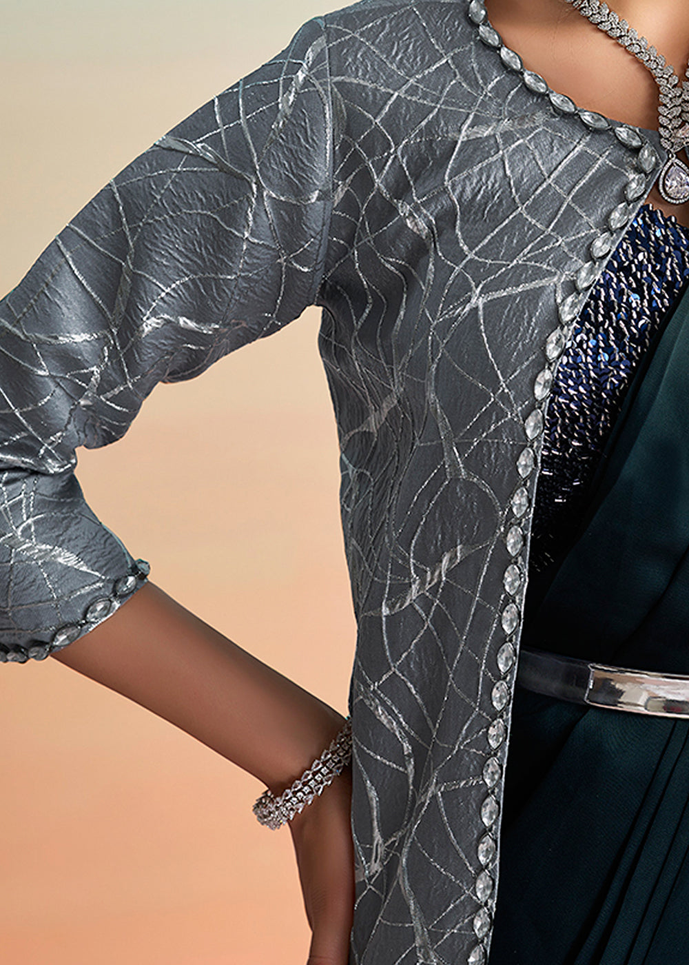 Buy Navy Blue Wedding Party Ready to Wear Saree Online in US, UK, Canada, Spain, France, Germany, Italy, Austria, Ireland, Sweden, UAE & Worldwide at Empress.