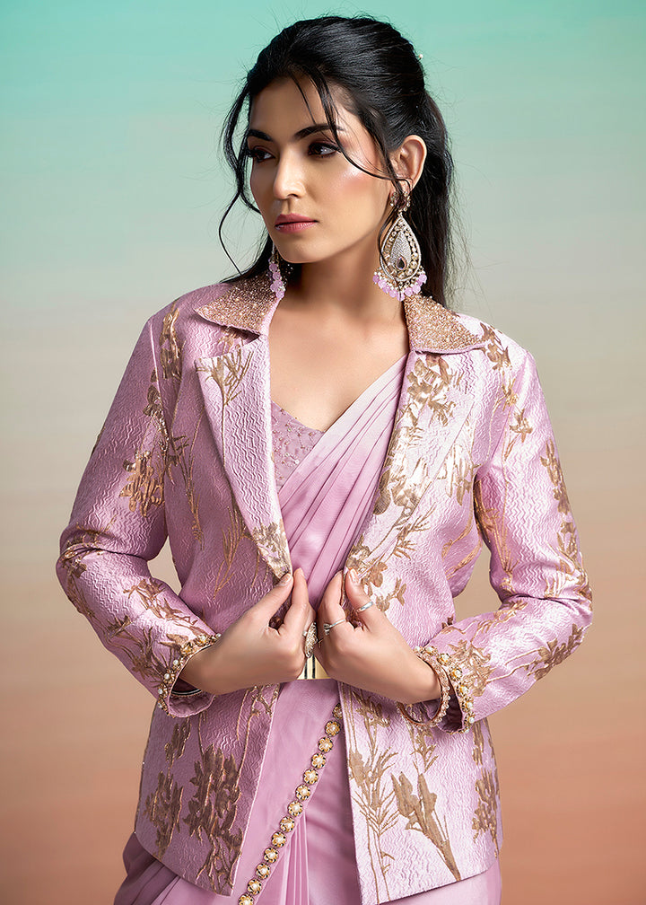 Buy Lavender Wedding Party Ready to Wear Saree Online in US, UK, Canada, Spain, France, Germany, Italy, Austria, Ireland, Sweden, UAE & Worldwide at Empress.