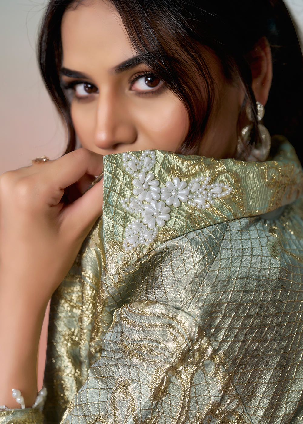 Buy Pista Green Wedding Party Ready to Wear Saree Online in US, UK, Canada, Spain, France, Germany, Italy, Austria, Ireland, Sweden, UAE & Worldwide at Empress.