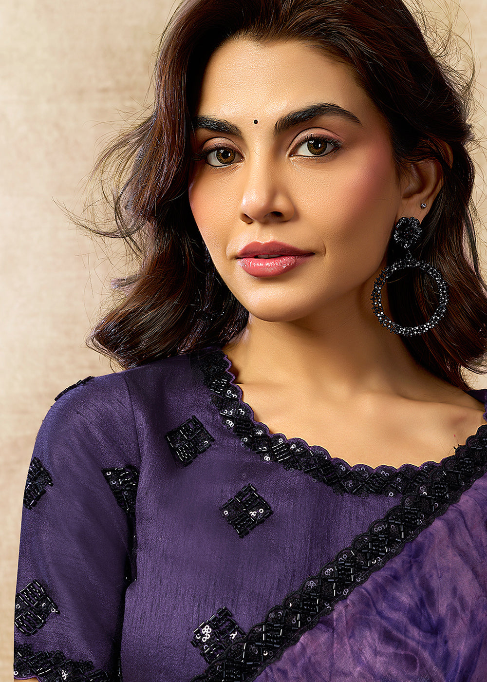 Buy Now Purple Two Tone Satin Silk Printed & Embroidered Festive Saree Online in US, UK, Canada, France, Germany, Denmark, Sweden, UAE & Worldwide at Empress.