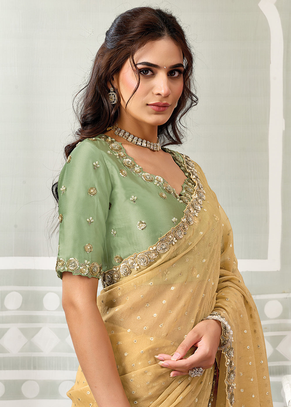 Buy Now Yellow Embroidered Designer Festive Party Wear Saree Online in US, UK, Canada, France, Germany, Denmark, Sweden, Italy, UAE & Worldwide at Empress.