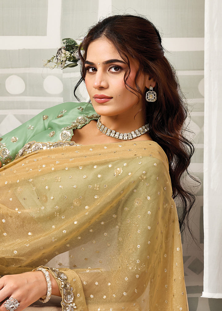 Buy Now Yellow Embroidered Designer Festive Party Wear Saree Online in US, UK, Canada, France, Germany, Denmark, Sweden, Italy, UAE &amp; Worldwide at Empress.