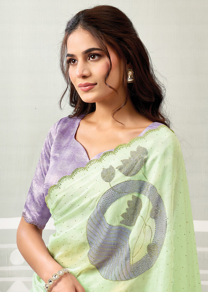 Buy Now Lavender Embroidered Designer Festive Party Wear Saree Online in US, UK, Canada, France, Germany, Denmark, Sweden, Italy, UAE &amp; Worldwide at Empress.