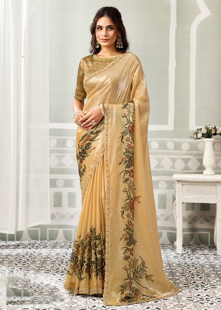 Buy Now Mustard Embroidered Designer Festive Party Wear Saree Online in US, UK, Canada, France, Germany, Denmark, Sweden, Italy, UAE &amp; Worldwide at Empress.