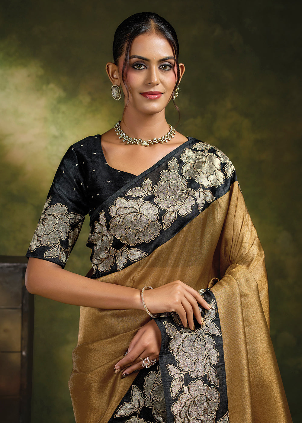 Buy Now Mustard Organza Tissue Silk Festive Wear Saree Set Online in US, UK, Canada, France, Germany, Denmark, Sweden, Austria, Australia &amp; Worldwide at Empress.