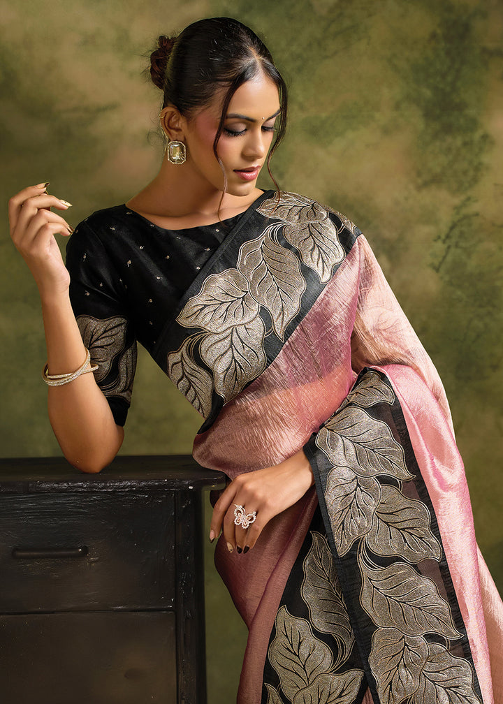 Buy Now Dusty Pink Organza Tissue Silk Festive Wear Saree Set Online in US, UK, Canada, France, Germany, Denmark, Sweden, Austria, UAE &amp; Worldwide at Empress.