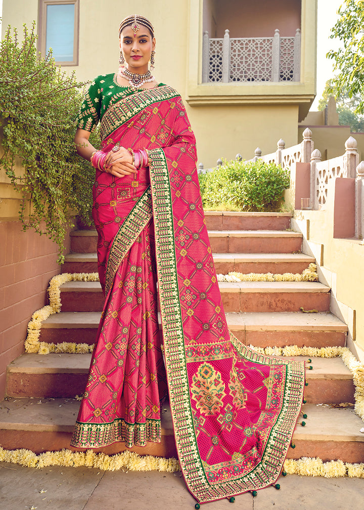 Buy Now Bandhej Patola Pure Silk Pink Wedding Traditional Saree Online in USA, UK, Canada & Worldwide at Empress Clothing. 