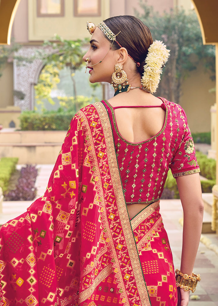 Buy Now Pure Georgette Viscose Rani Pink Wedding Traditional Saree Online in USA, UK, Canada & Worldwide at Empress Clothing.