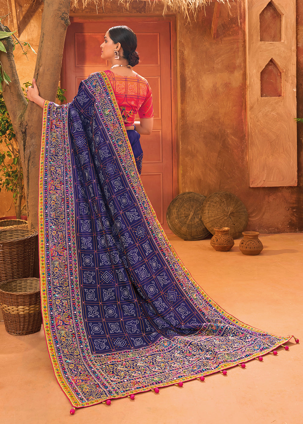Buy Now Blue Hand Work Embroidered Traditional Banarasi Silk Saree Online in USA, UK, Canada & Worldwide at Empress Clothing.