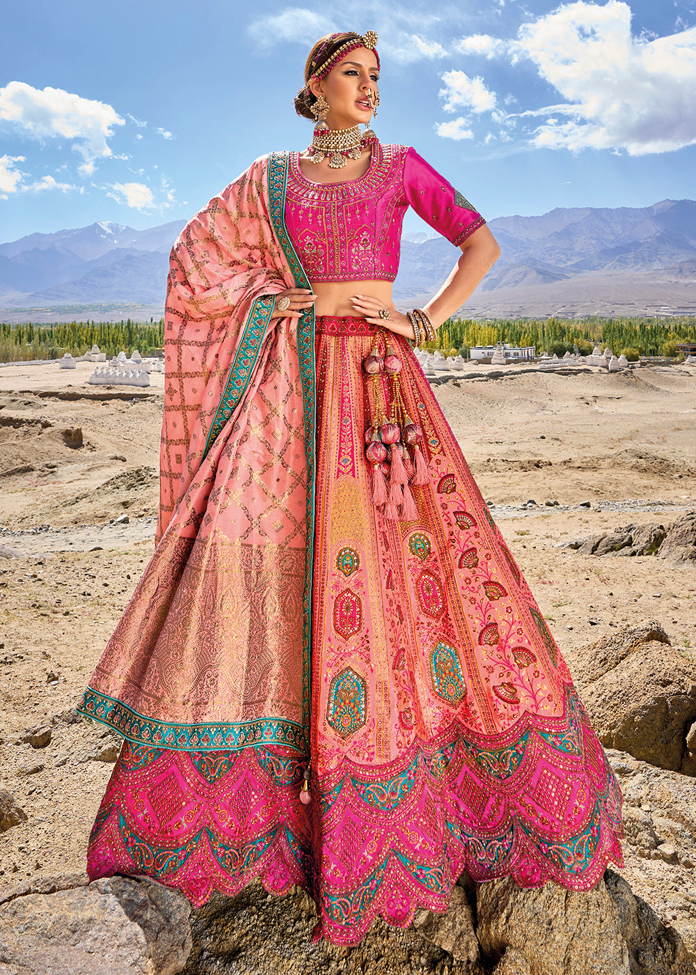Buy Now Fuchsia Pink Designer Style Embroidered Traditional Lehenga Choli Online in USA, UK, Canada & Worldwide at Empress Clothing. 