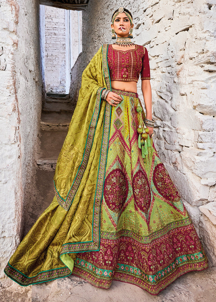 Buy Now Green Designer Style Embroidered Traditional Lehenga Choli Online in USA, UK, Canada & Worldwide at Empress Clothing.