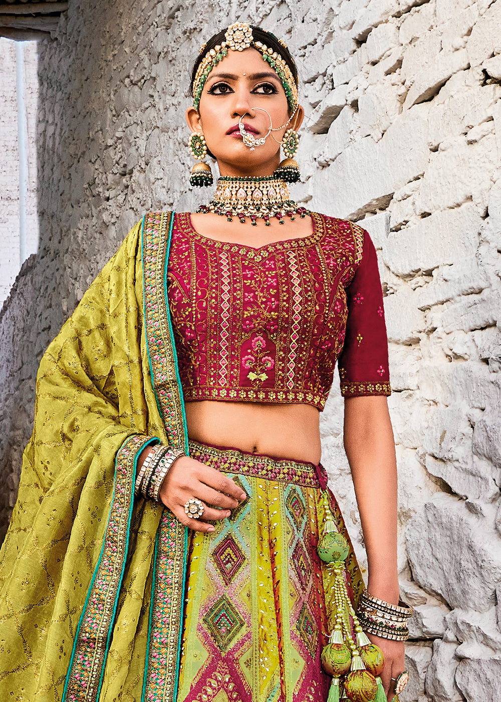 Buy Now Green Designer Style Embroidered Traditional Lehenga Choli Online in USA, UK, Canada & Worldwide at Empress Clothing.