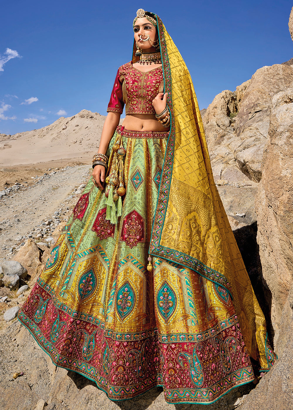 Buy Now Pista Green Designer Style Embroidered Traditional Lehenga Choli Online in USA, UK, Canada & Worldwide at Empress Clothing.