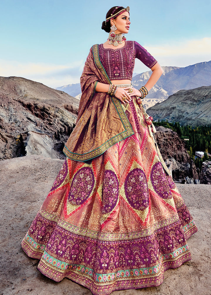 Buy Now Magenta Peach Designer Style Embroidered Traditional Lehenga Choli Online in USA, UK, Canada & Worldwide at Empress Clothing.
