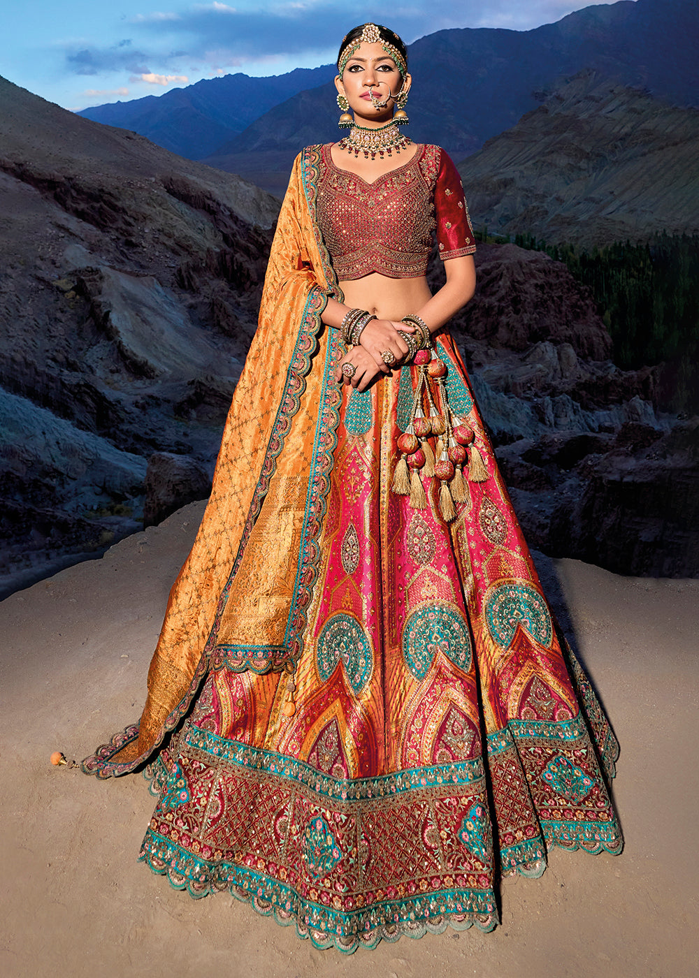 Buy Now Multicolor Designer Style Embroidered Traditional Lehenga Choli Online in USA, UK, Canada & Worldwide at Empress Clothing. 