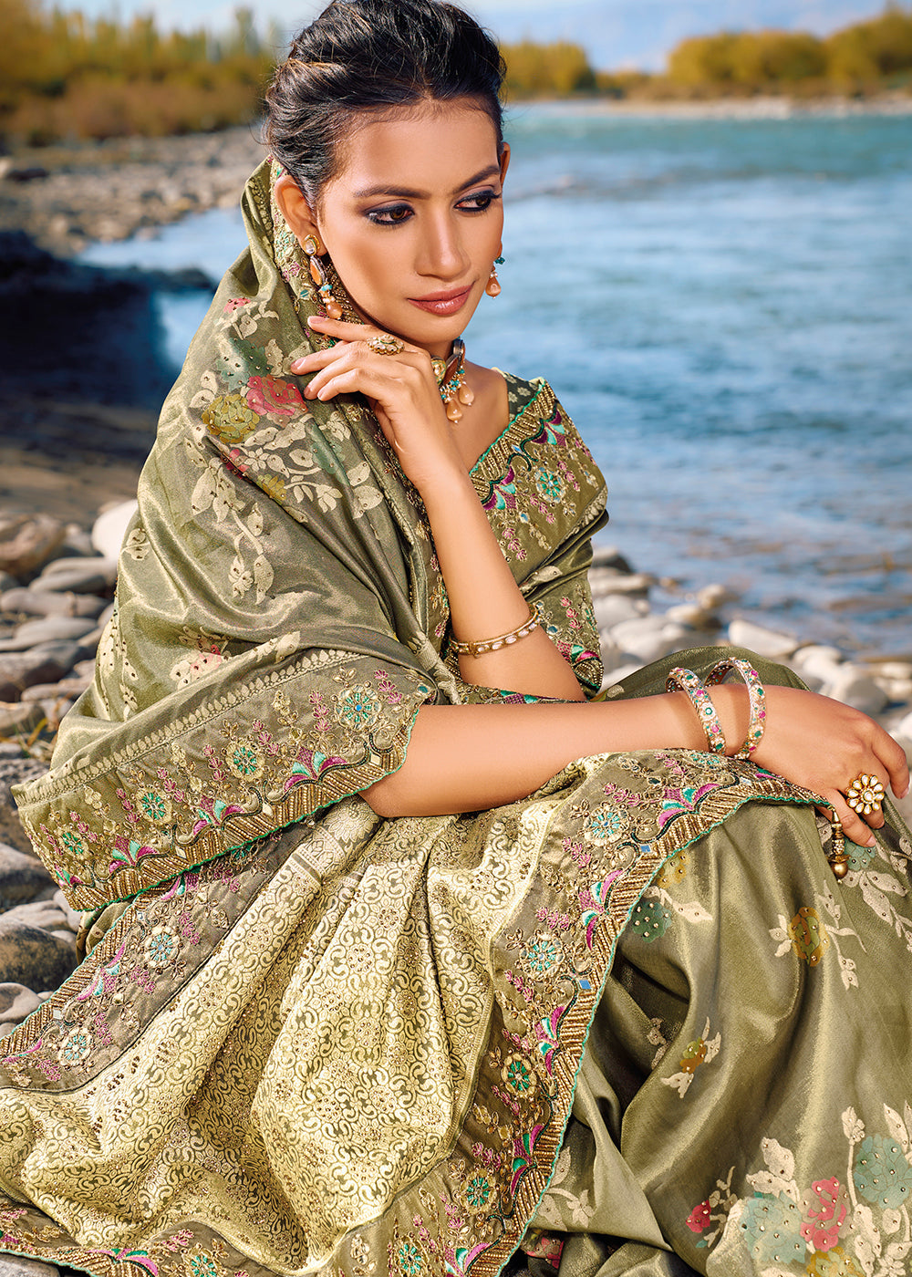 Stavan Shannon Velvet Silk with Printed Fancy Saree collection