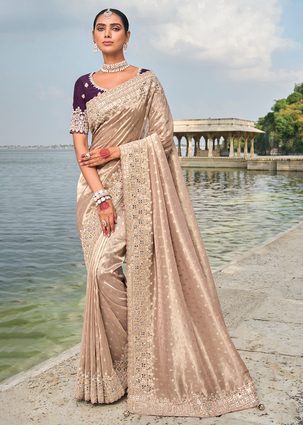 Buy Bridal Wear Sarees in USA UK Canada Worldwide Tagged Peach Empress Clothing