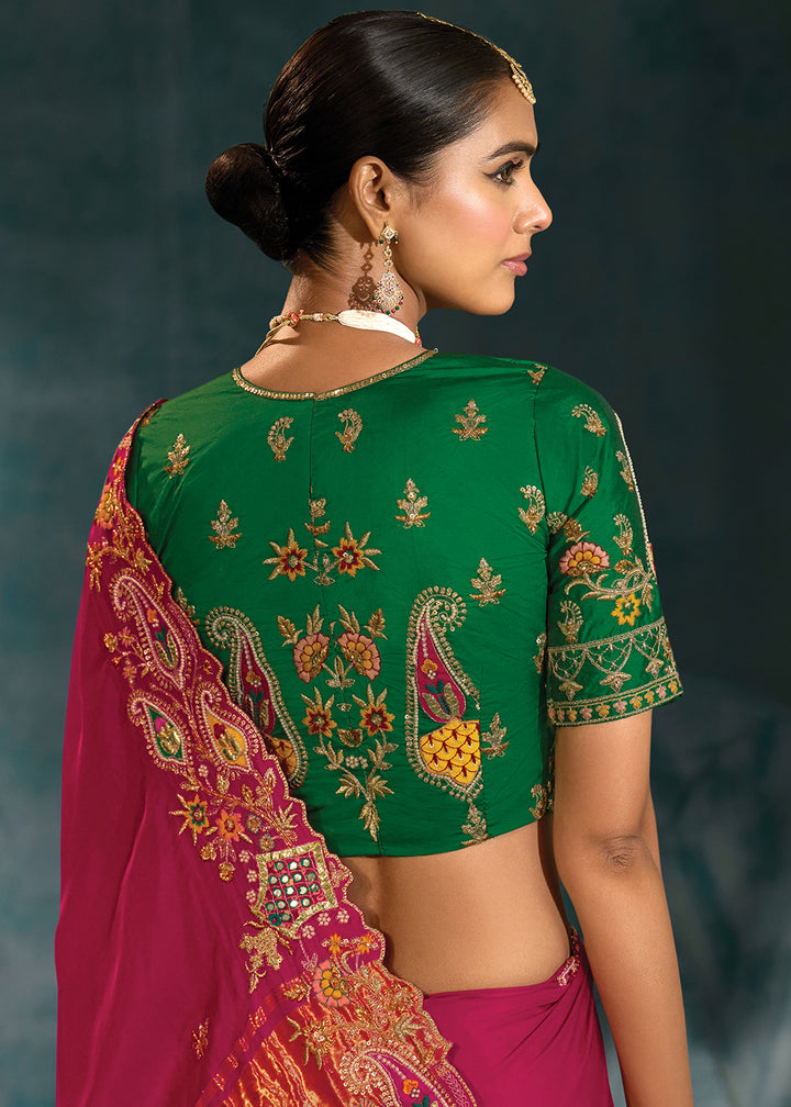 Buy Rani Cut Dana & Mirror Work Designer Saree Online in US, UK, Canada, France, Germany, Italy, Denmark, Singapore, Belgium, UAE & Worldwide at Empress.