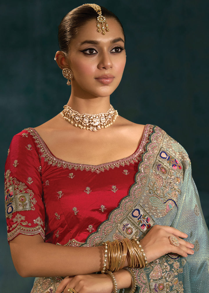 Buy Gray Cut Dana & Mirror Work Designer Saree Online in US, UK, Canada, France, Germany, Italy, Denmark, Singapore, Belgium, UAE & Worldwide at Empress.