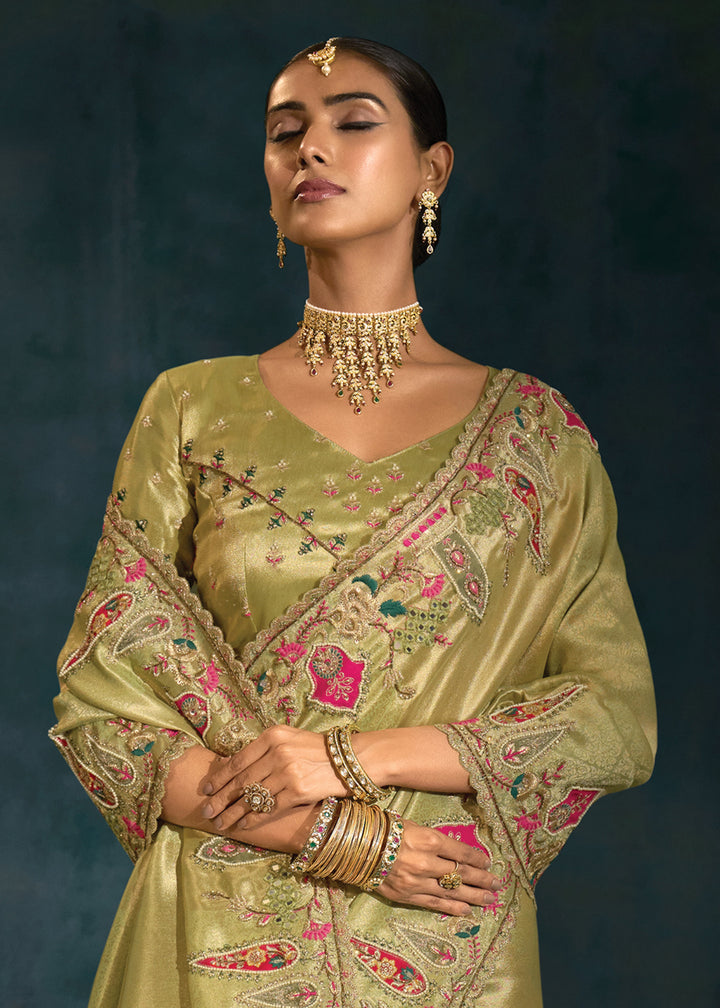 Buy Green Cut Dana & Mirror Work Designer Saree Online in US, UK, Canada, France, Germany, Italy, Denmark, Singapore, Belgium, UAE & Worldwide at Empress.
