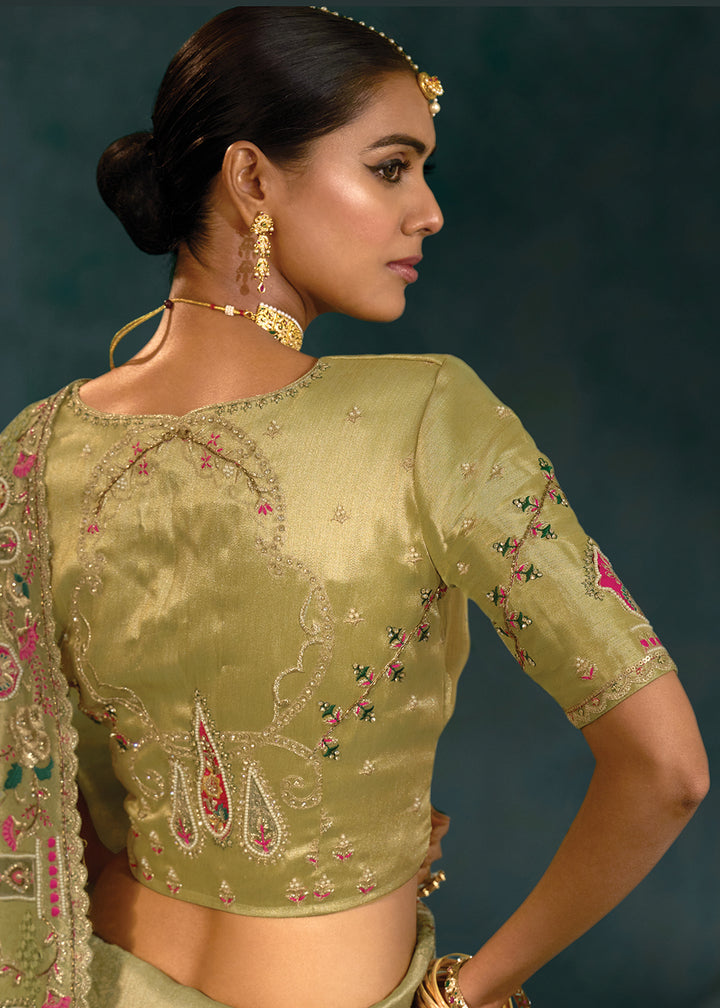 Buy Green Cut Dana & Mirror Work Designer Saree Online in US, UK, Canada, France, Germany, Italy, Denmark, Singapore, Belgium, UAE & Worldwide at Empress.