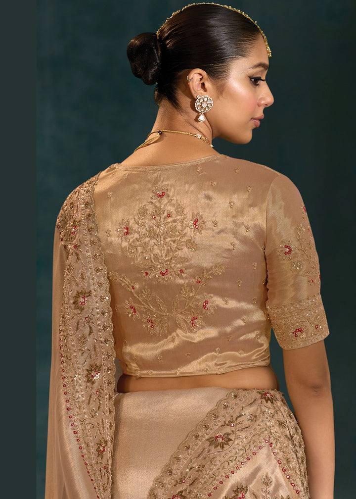 Buy Golden Cut Dana & Mirror Work Designer Saree Online in US, UK, Canada, France, Germany, Italy, Denmark, Singapore, Belgium, UAE & Worldwide at Empress.