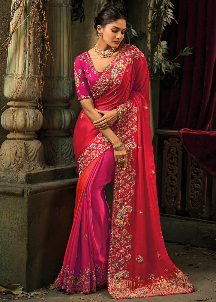 Buy Now Multicolor Premium Quality Silk Designer Wear Saree Online in US, UK, Canada, France, Germany, Denmark, Netherlands, Sweden, UAE & Worldwide at Empress.