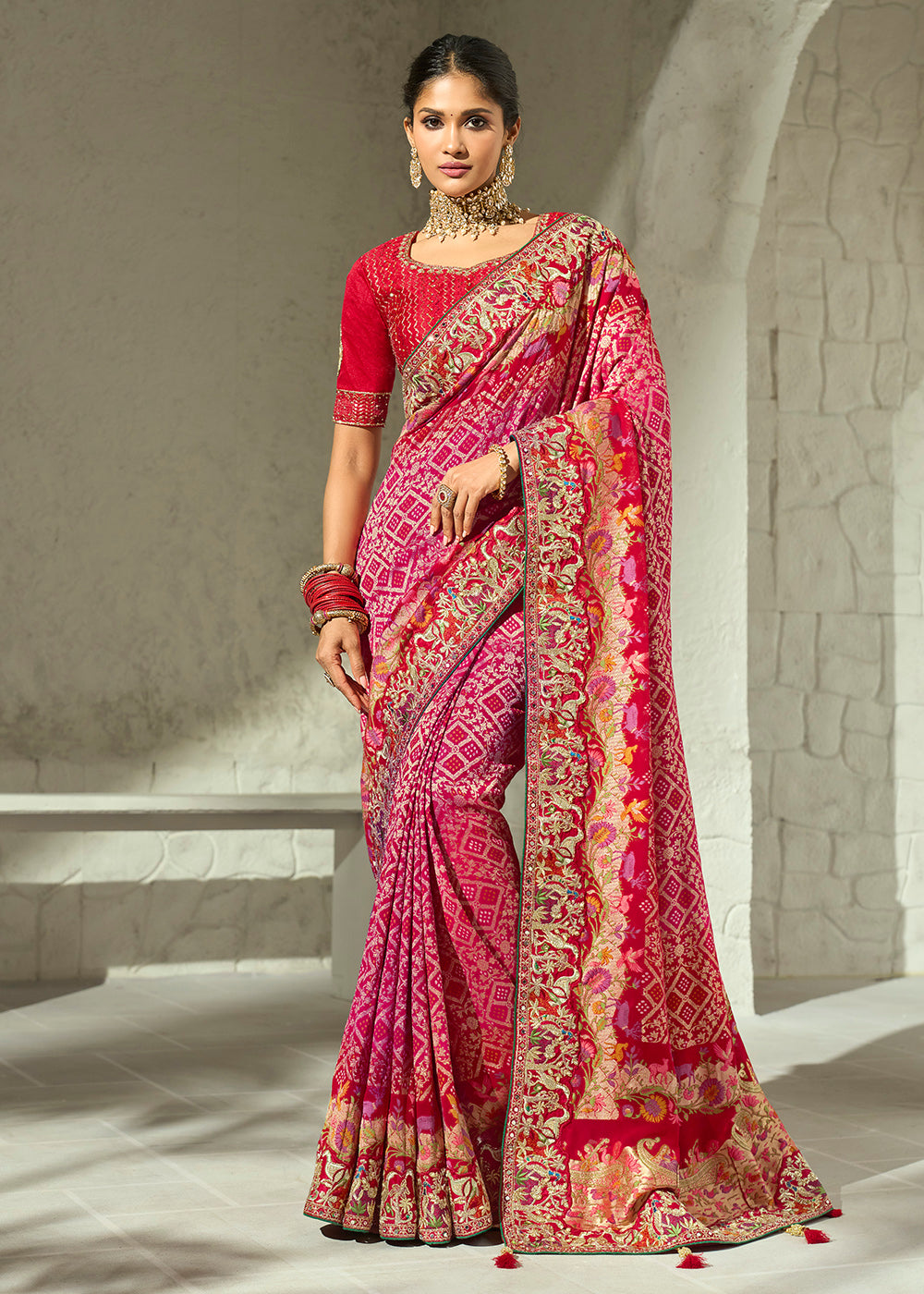 Buy Now Green Tissue Fabric with Heavy Zardosi Work Saree Online in US, UK, Canada, France, Germany, Denmark, Sweden, Australia, UAE & Worldwide at Empress.
