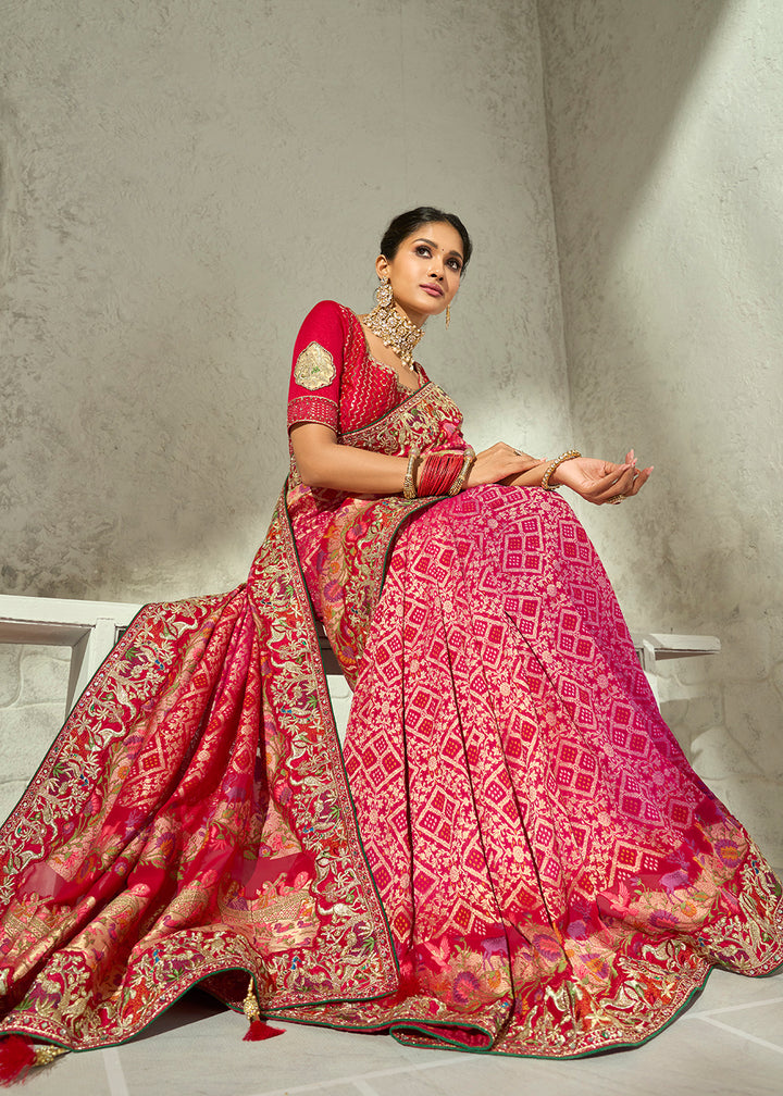 Buy Now Green Tissue Fabric with Heavy Zardosi Work Saree Online in US, UK, Canada, France, Germany, Denmark, Sweden, Australia, UAE &amp; Worldwide at Empress.