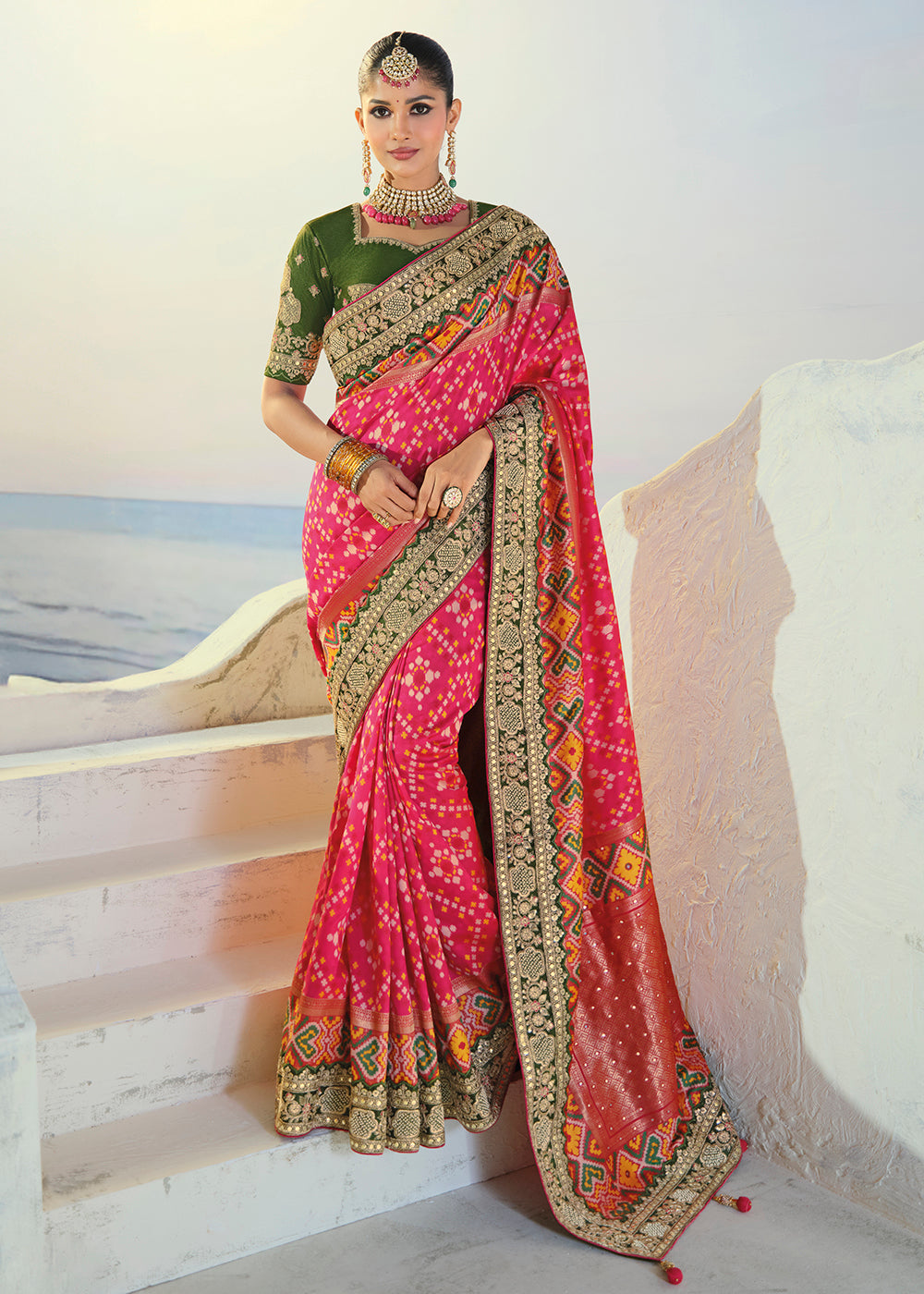 Buy Now Regal Rani Patan Patola Style Traditional Wear Saree Set  Online in US, UK, Canada, France, Germany, Denmark, Sweden, Austria & Worldwide at Empress.