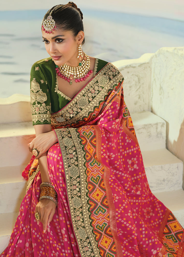 Buy Now Regal Rani Patan Patola Style Traditional Wear Saree Set  Online in US, UK, Canada, France, Germany, Denmark, Sweden, Austria &amp; Worldwide at Empress.
