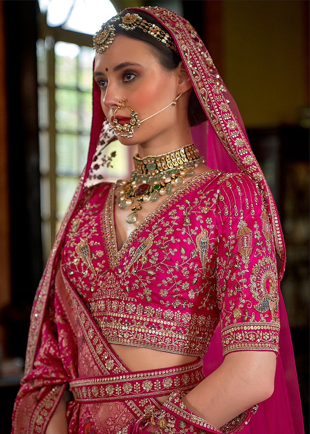Buy Now Pretty Pink Bridal Tone Silk Designer Lehenga Choli Online in US, UK, Canada, France, Italy, Germany, Austria, Denmark, UAE & Worldwide at Empress.