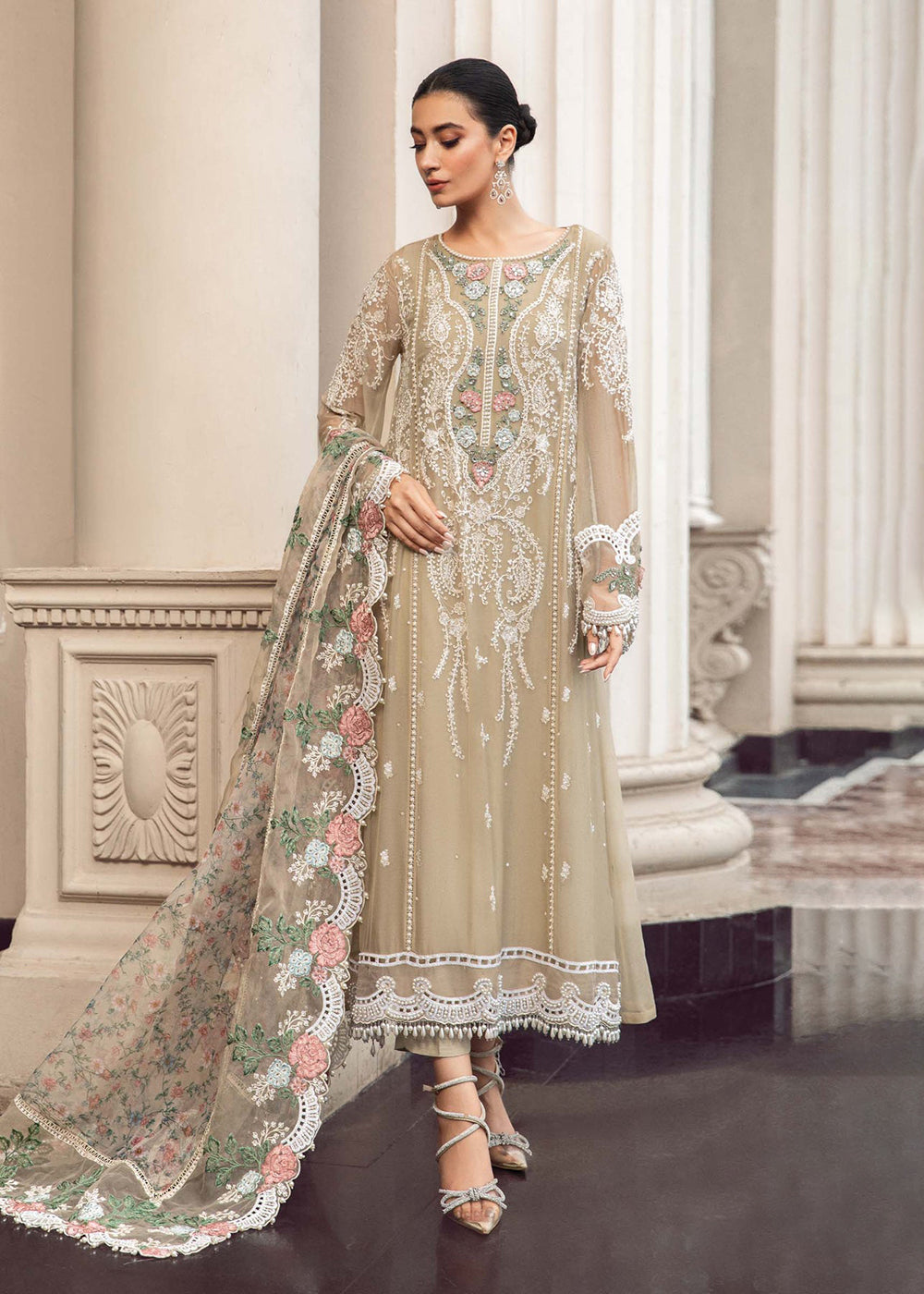 Buy Now Chiffon Formals 2023 by Maria B | MPC-23-101 - Coffee Online in USA, UK, Canada & Worldwide at Empress Clothing.