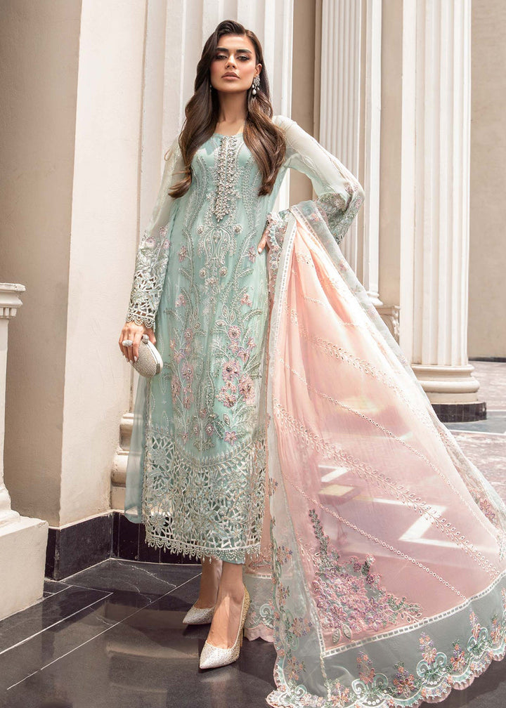 Buy Now Chiffon Formals 2023 by Maria B | MPC-23-104 Mint Green Online in USA, UK, Canada & Worldwide at Empress Clothing. 