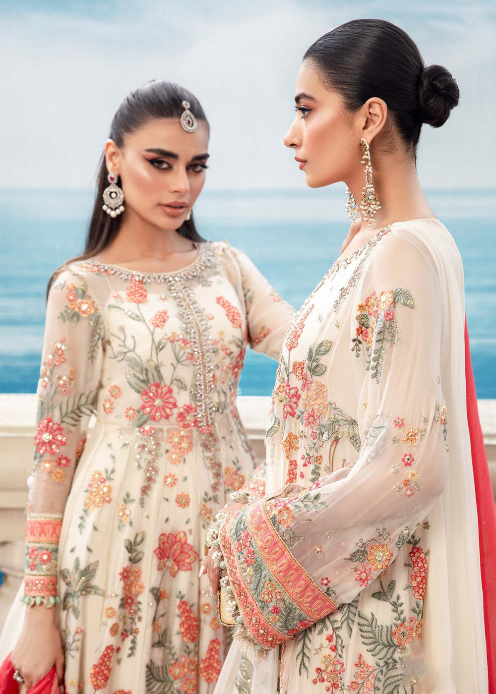Buy Now Chiffon Formals 2023 by Maria B | MPC-23-106 Cloud White Floral Online in USA, UK, Canada & Worldwide at Empress Clothing.