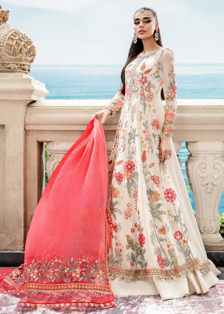 Buy Now Chiffon Formals 2023 by Maria B | MPC-23-106 Cloud White Floral Online in USA, UK, Canada & Worldwide at Empress Clothing.