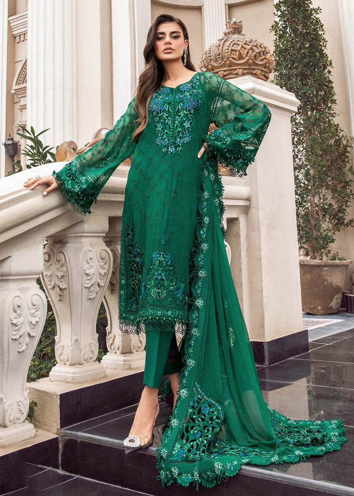 Buy Now Chiffon Formals 2023 by Maria B | MPC-23-108 Emerald Green Online in USA, UK, Canada & Worldwide at Empress Clothing.