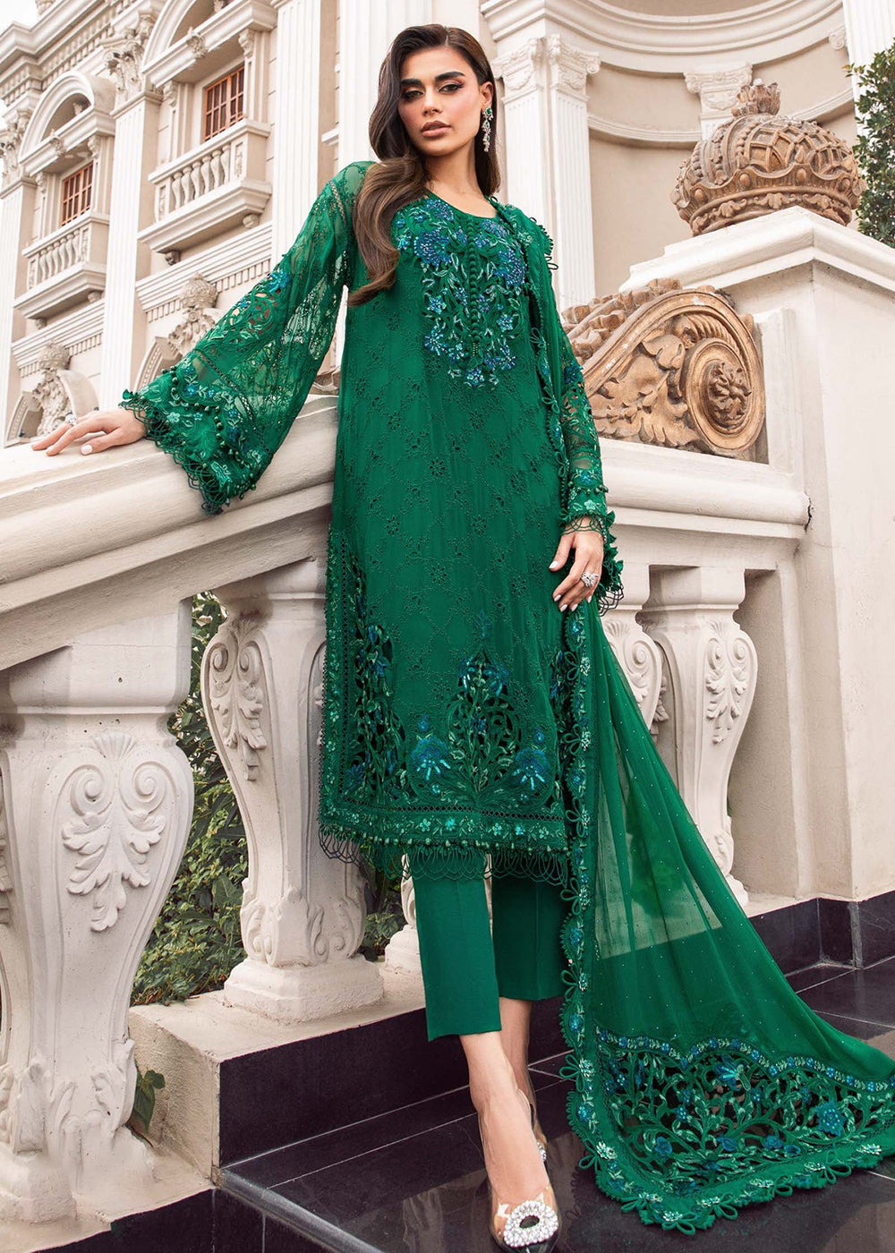 Buy Chiffon Formal 2023 by Maria B | MPC-23-108 Emerald Green