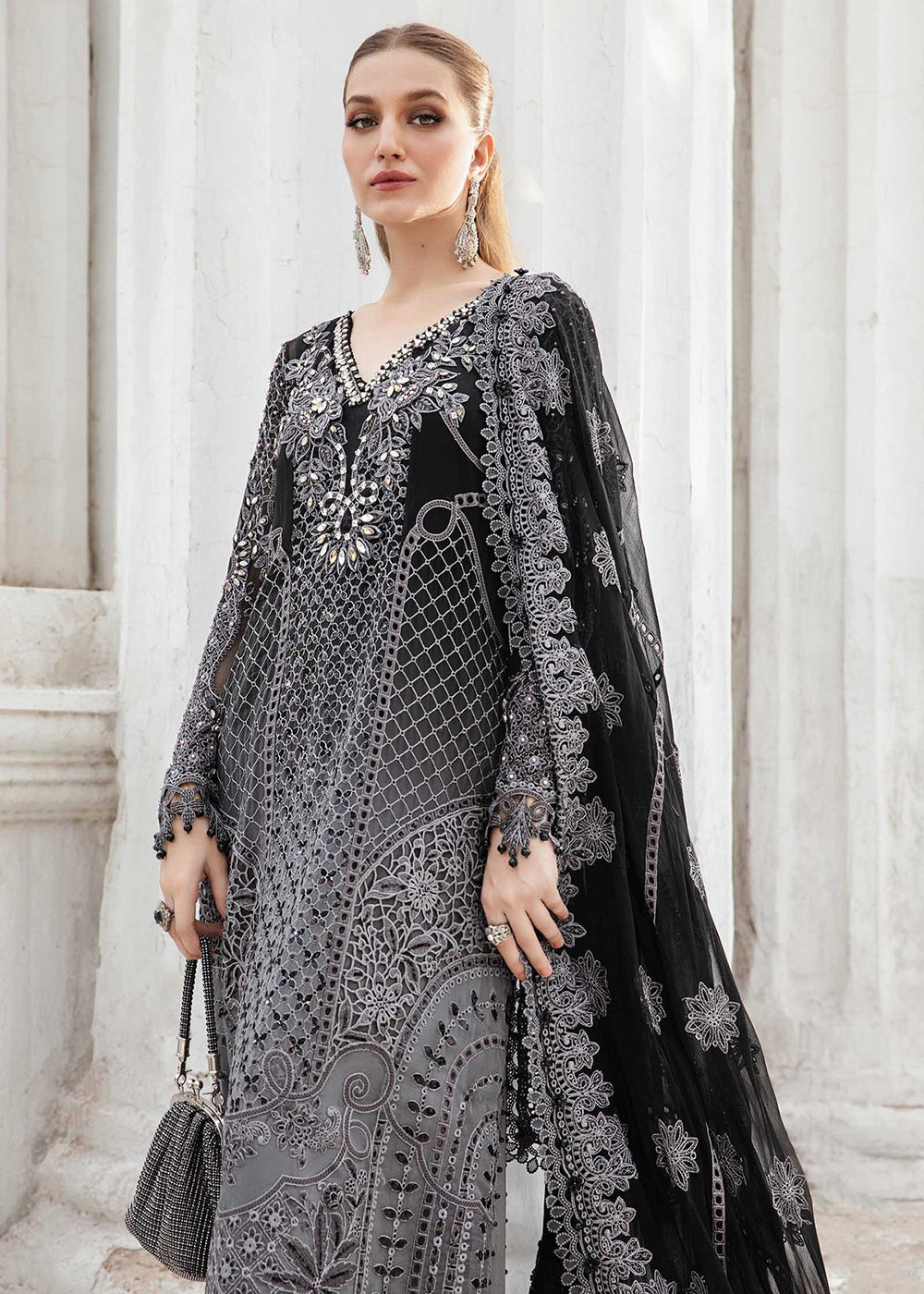 Buy Now Unstitched Chiffon Formals '24 by Maria B | MPC-24-101 Online at Empress Online in USA, UK, Canada & Worldwide at Empress Clothing.