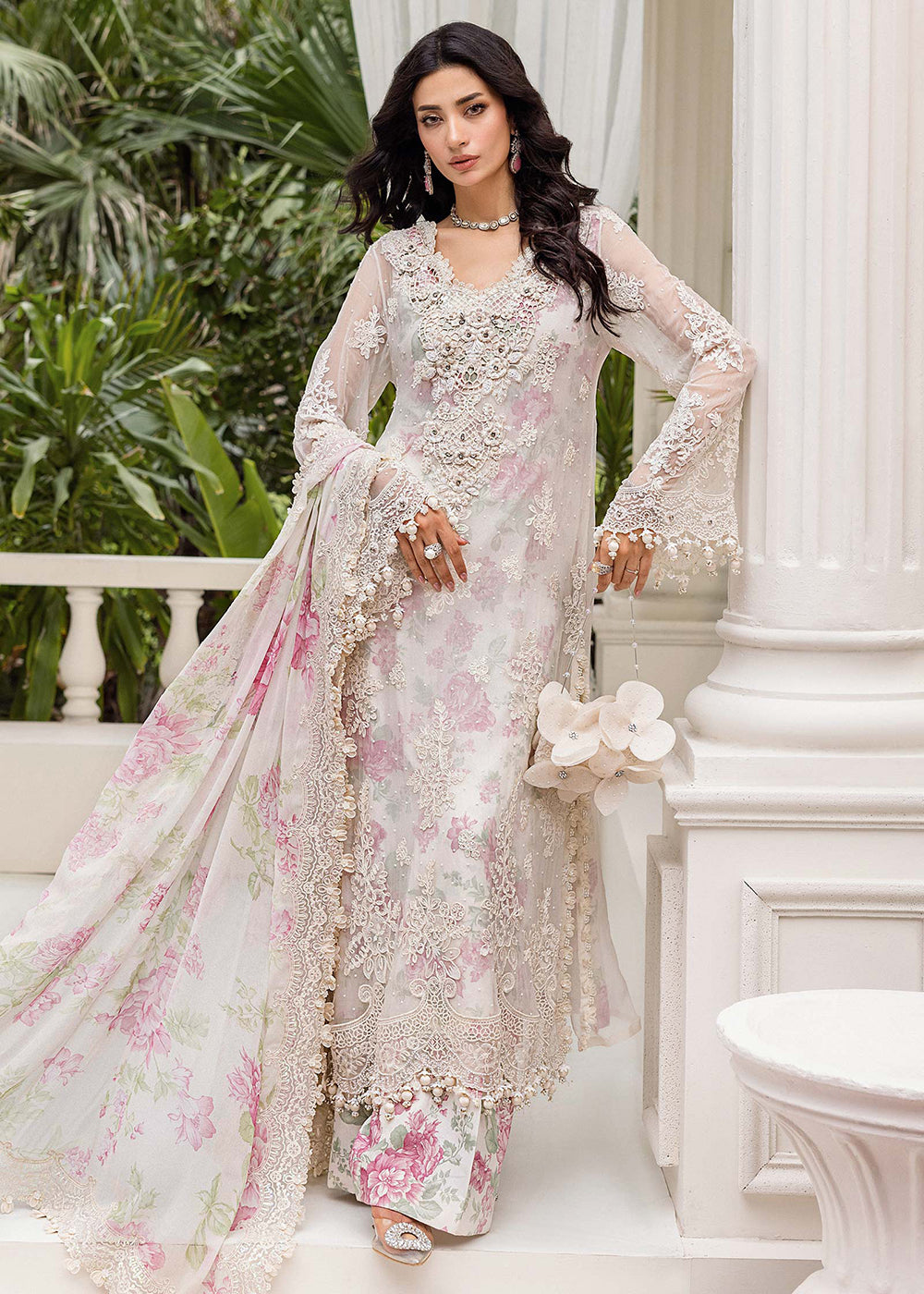 Buy Now Unstitched Chiffons '25 by Maria B | MPC-25-101 Online in USA, UK, Canada, France, Italy, Germany, Spain, Netherlands & Worldwide at Empress Clothing.