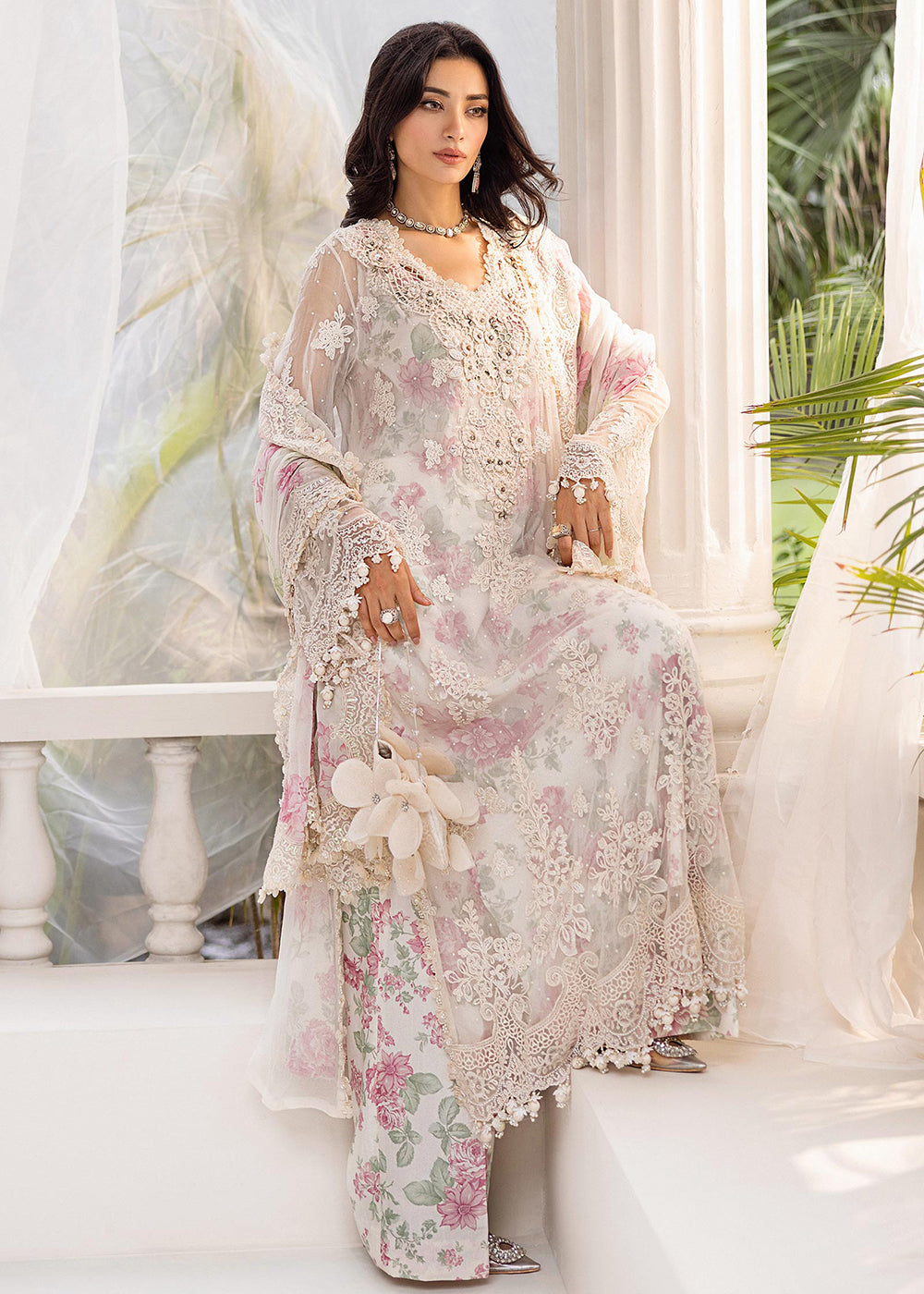 Buy Now Unstitched Chiffons '25 by Maria B | MPC-25-101 Online in USA, UK, Canada, France, Italy, Germany, Spain, Netherlands & Worldwide at Empress Clothing.