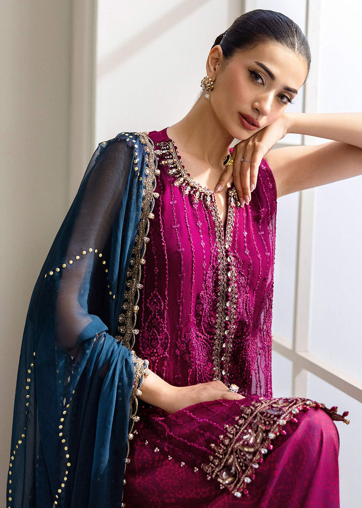 Buy Now Unstitched Chiffons '25 by Maria B | MPC-25-102 Online in USA, UK, Canada, France, Italy, Germany, Spain, Netherlands & Worldwide at Empress Clothing.